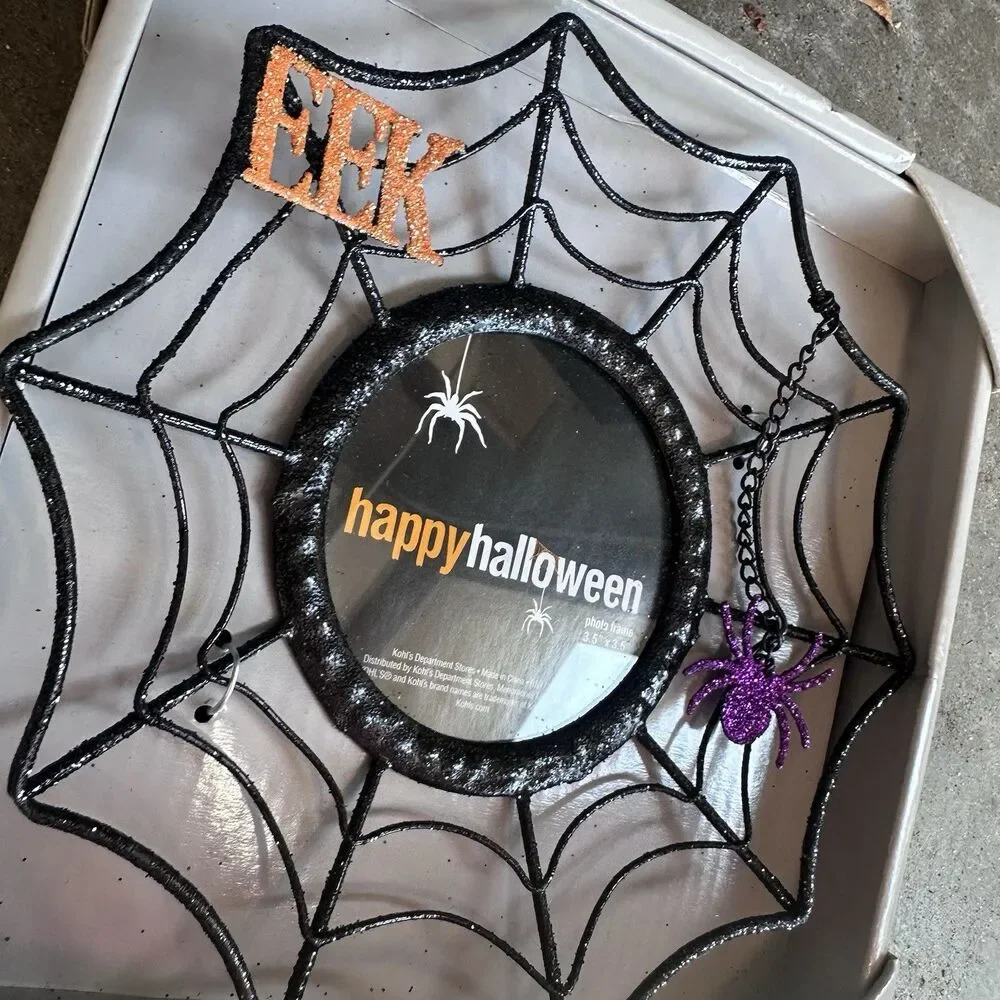 Kohl’s Happy Halloween Spider Web Photo Frame EEK Purple Spider New in Box